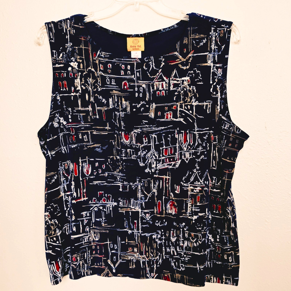 Ruby Rd Slinky Knit Blouse Navy ~ Plus Size 2X